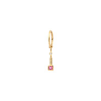 Boucle d'oreille Tige pierre carrée Tourmaline