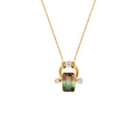 Collier spinning Watermelon rose au vert