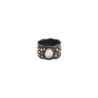 Bague Talisman Moon Stone Diamants Or et Argent