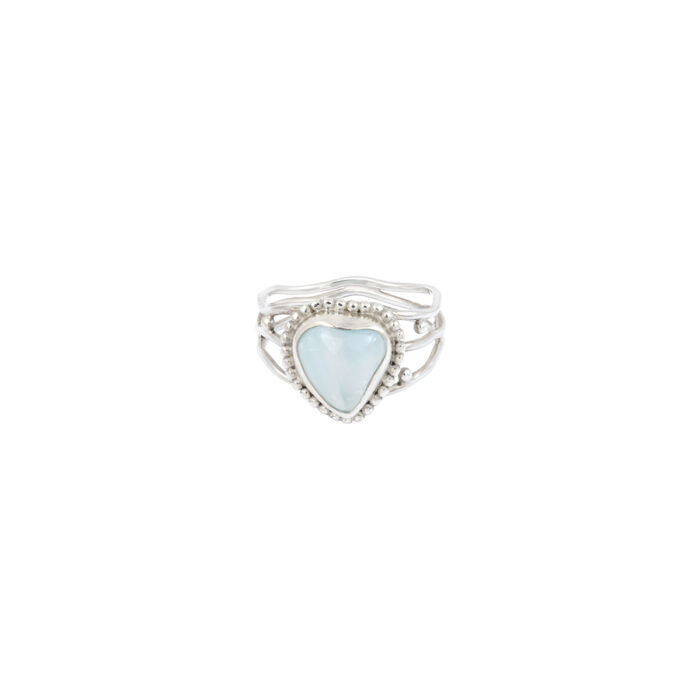 Bague Coeur Aqua Calcédoine Argent massif