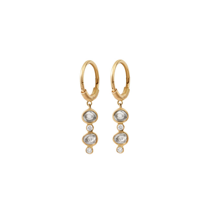 Boucle d'oreille Indie Double Diamants Polki - la paire