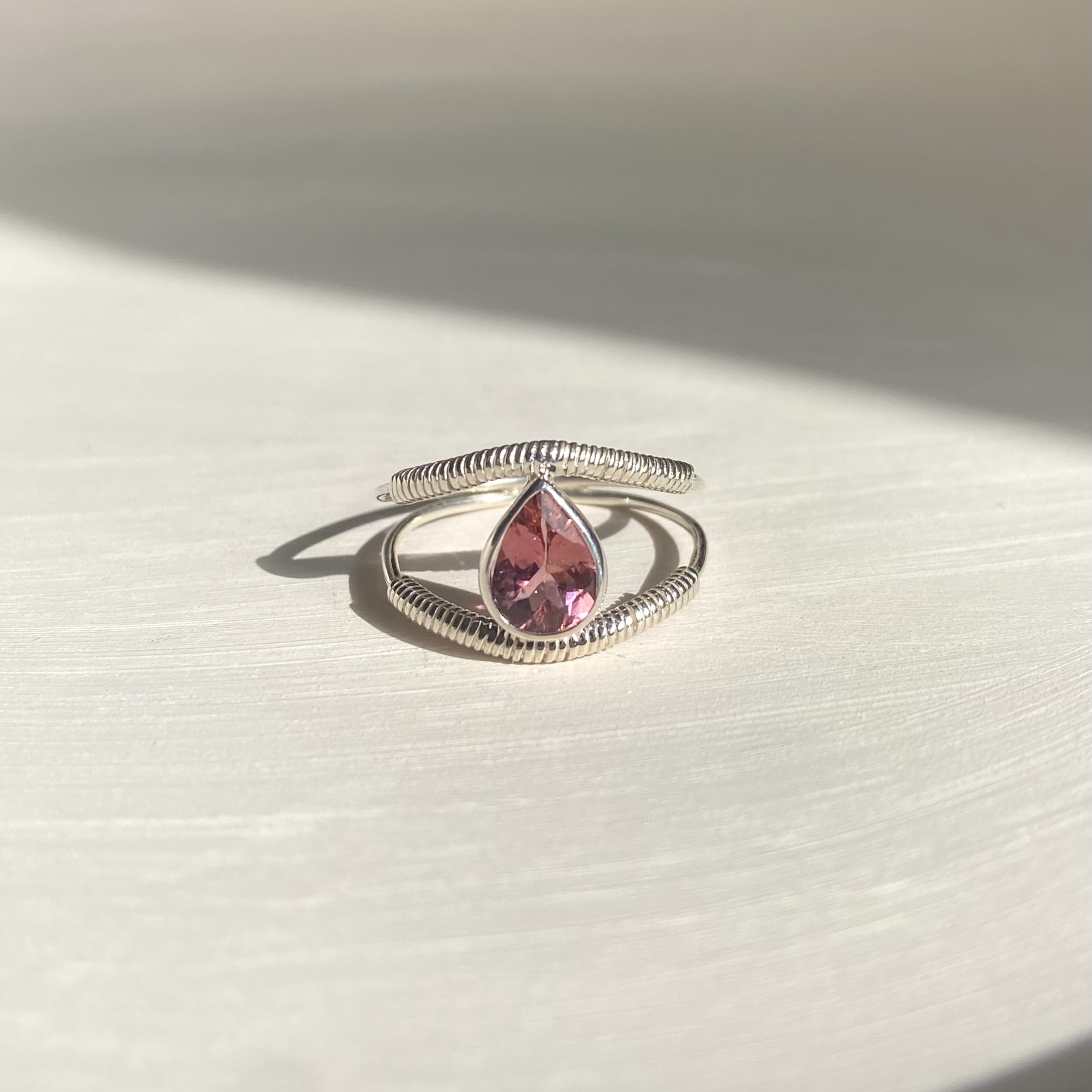 Bague Indie Argent Tourmaline Rose