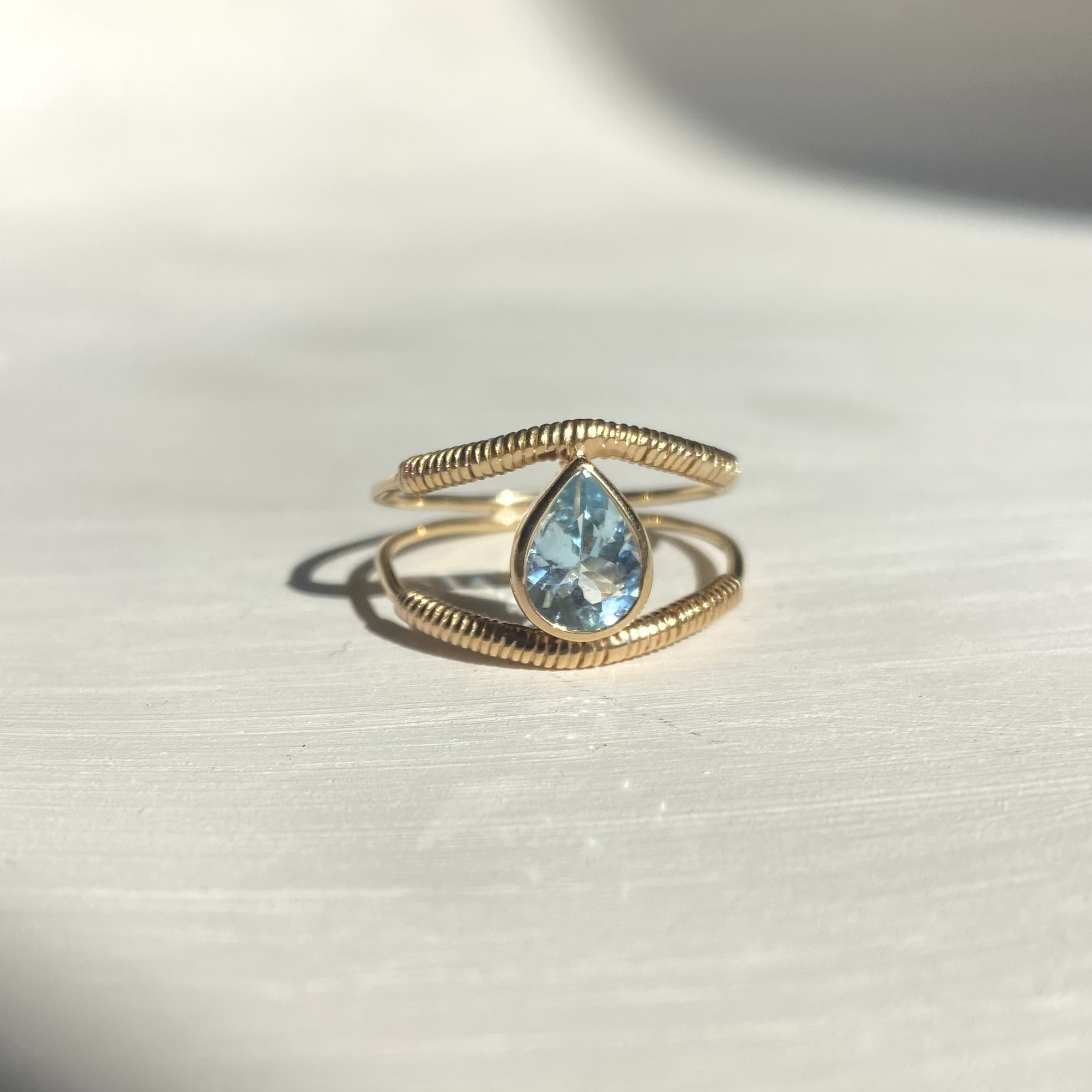 Bague Indie Vermeil Or Aigue-Marine
